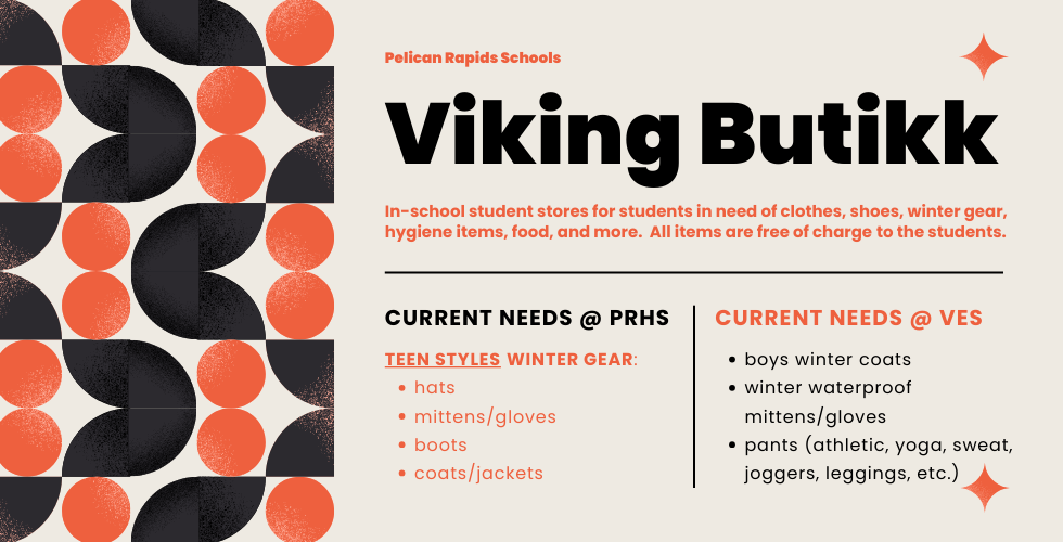 Viking Butikk currents needs at each school